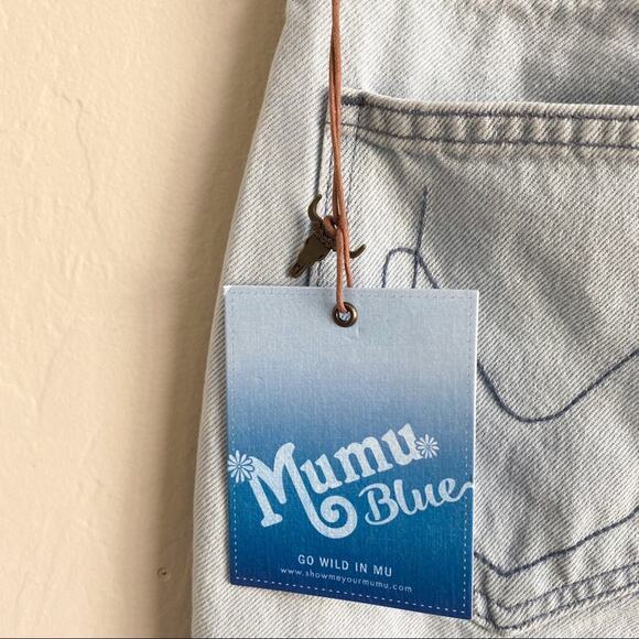 NWT Show Me Your MuMu Brooklyn High Rise Light Wash Raw Hem Jeans - Picture 6 of 10